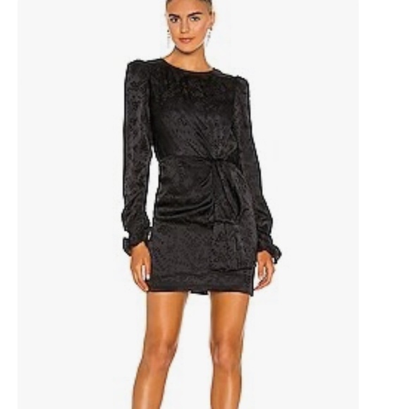 NWT SALONI Debbie Silk Mini Dress Long Sleeves Black Size 6 - Picture 1 of 10